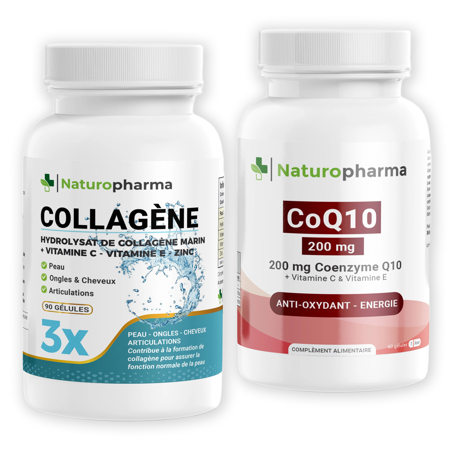 Pack Collagène Marin et Coenzyme Q10 : duo pour peau ferme, articulations saines et énergie cellulaire.